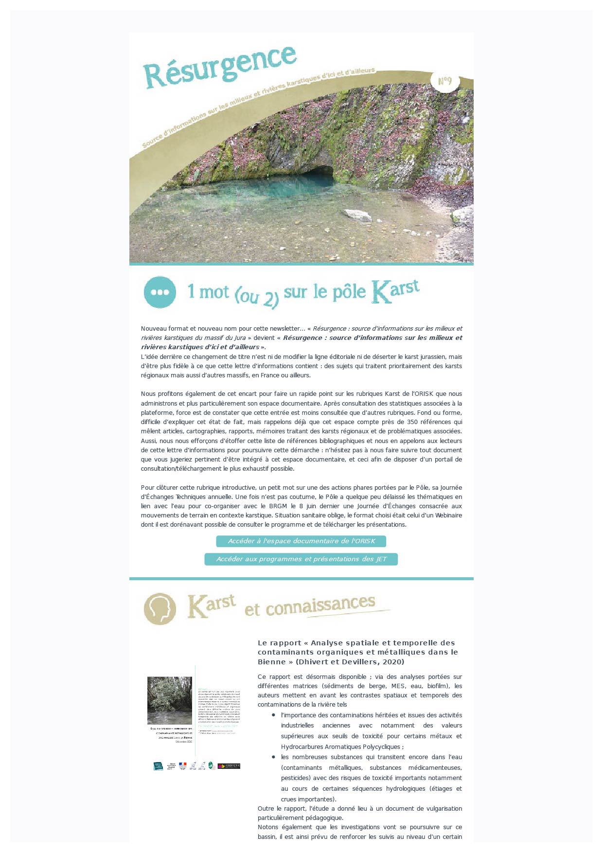 Newsletter Résurgence 1er sem 2021